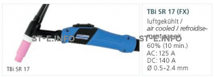 Горелка для аргонодуговой сварки TIG SR-P 17 FX TBi  8 м (газовое охлаждение) - st-e.info - Омск